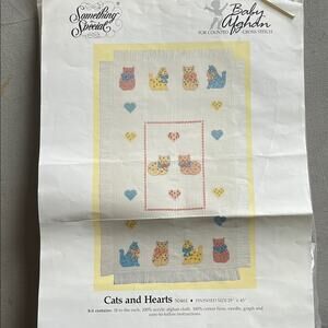 Something Special Baby Afghan Cross Stitch Kit - Cats and Hearts